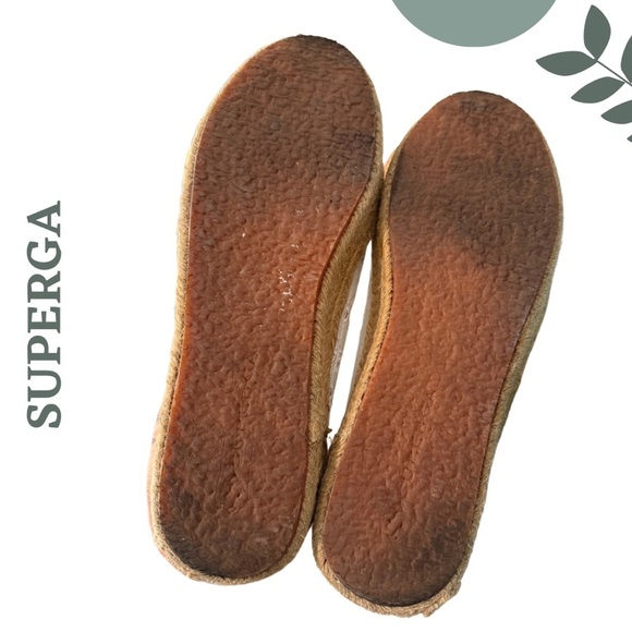 Superga White Eyelet Espadrille Platform Sneakers | Gingham Laces | Size 10 - Picture 6 of 9